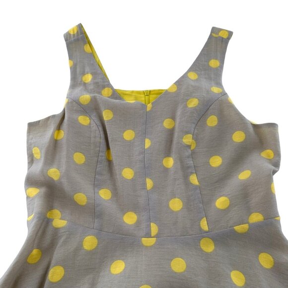 Yumi Yellow Polka Dot 8/10 L Sleeveless Fit & Flare Dress Viscose Linen Boho - Picture 8 of 15